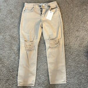 Hidden Khaki Straight Distressed Jeans Size 28 NWT